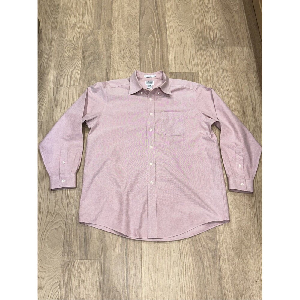 LL Bean Pink Oxford Shirt Mens 16.5-34 Dress Shirt 0XL98 READ